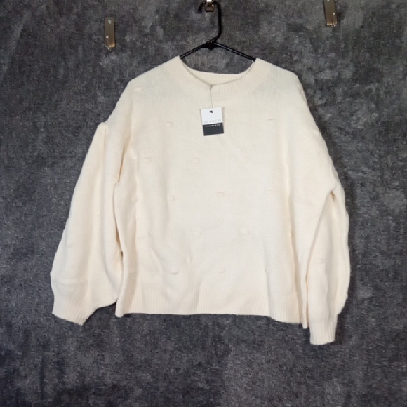 Eloquii Ee Bobble Sweater Cream Winter Office Sweater Sise 18/20 - Picture 2 of 11